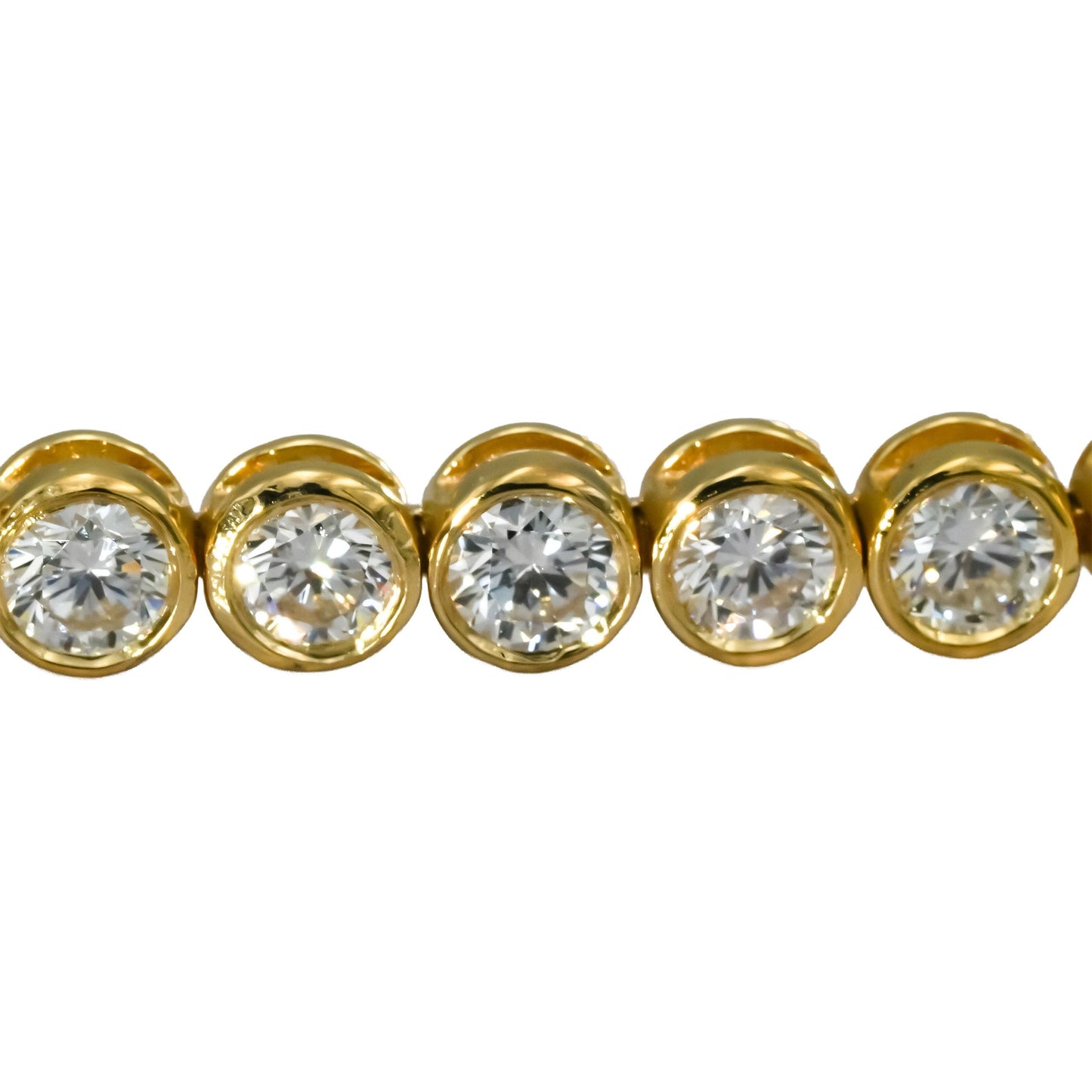 14k Yellow Gold VS Round Bezel Set Natural Diamond Tennis Bracelet 6.06CT