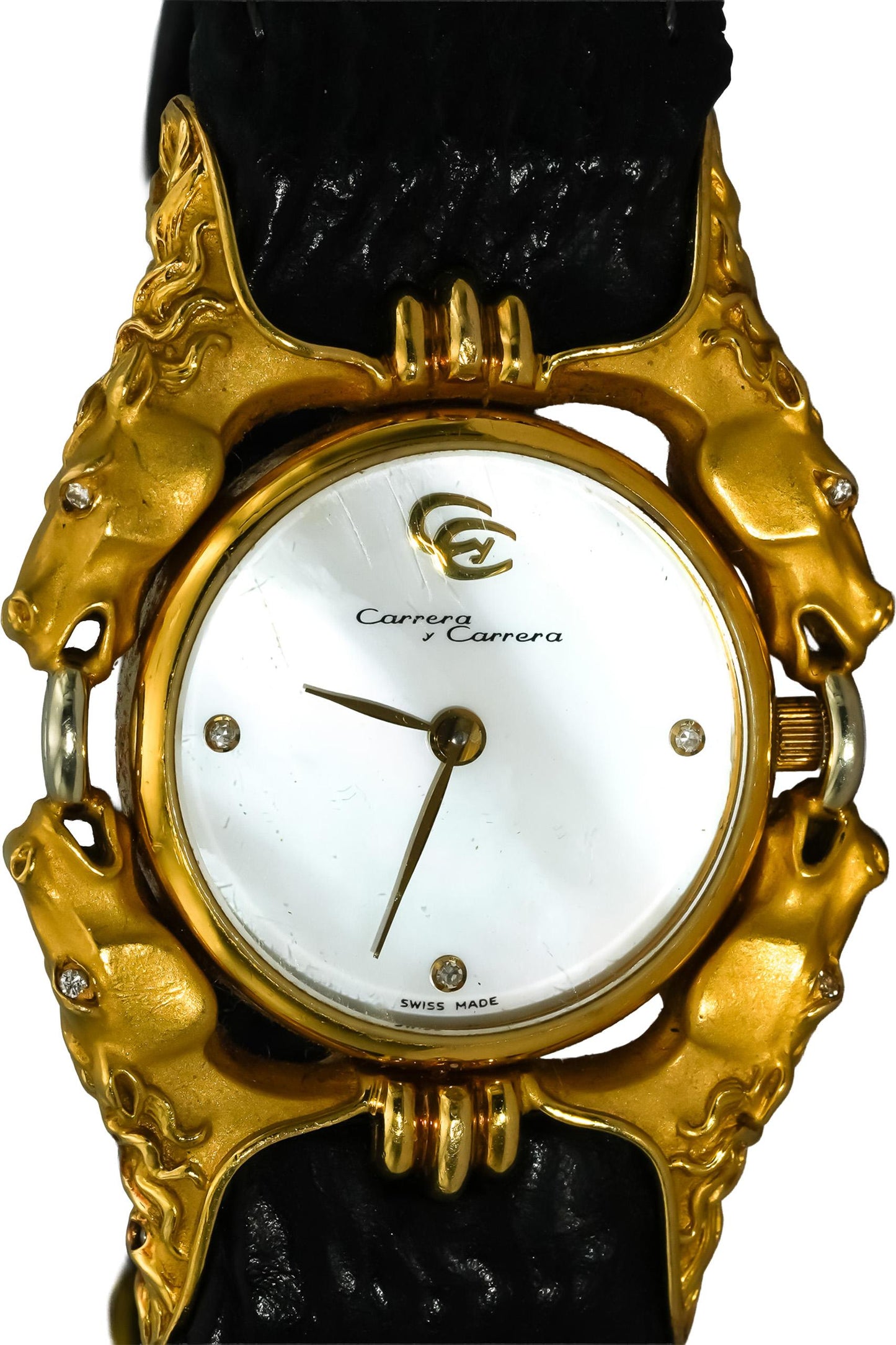 CARRERA Y CARRERA 18k Gold Caballos Mother of Pearl Quartz Watch Diamond Accents