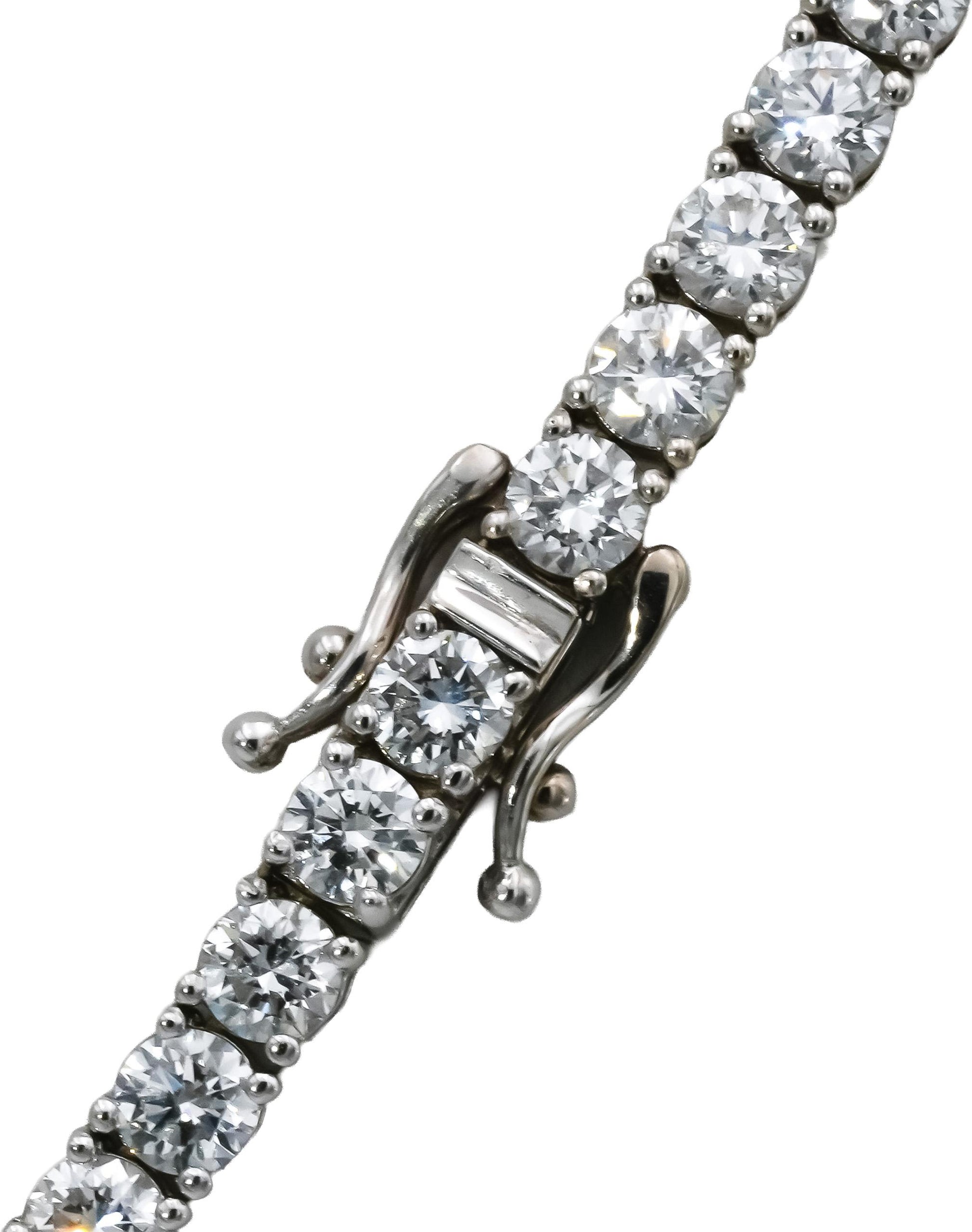 14k White Gold VS Round Lab-Grown Diamond Graduated Riviera Necklace 29.47CT