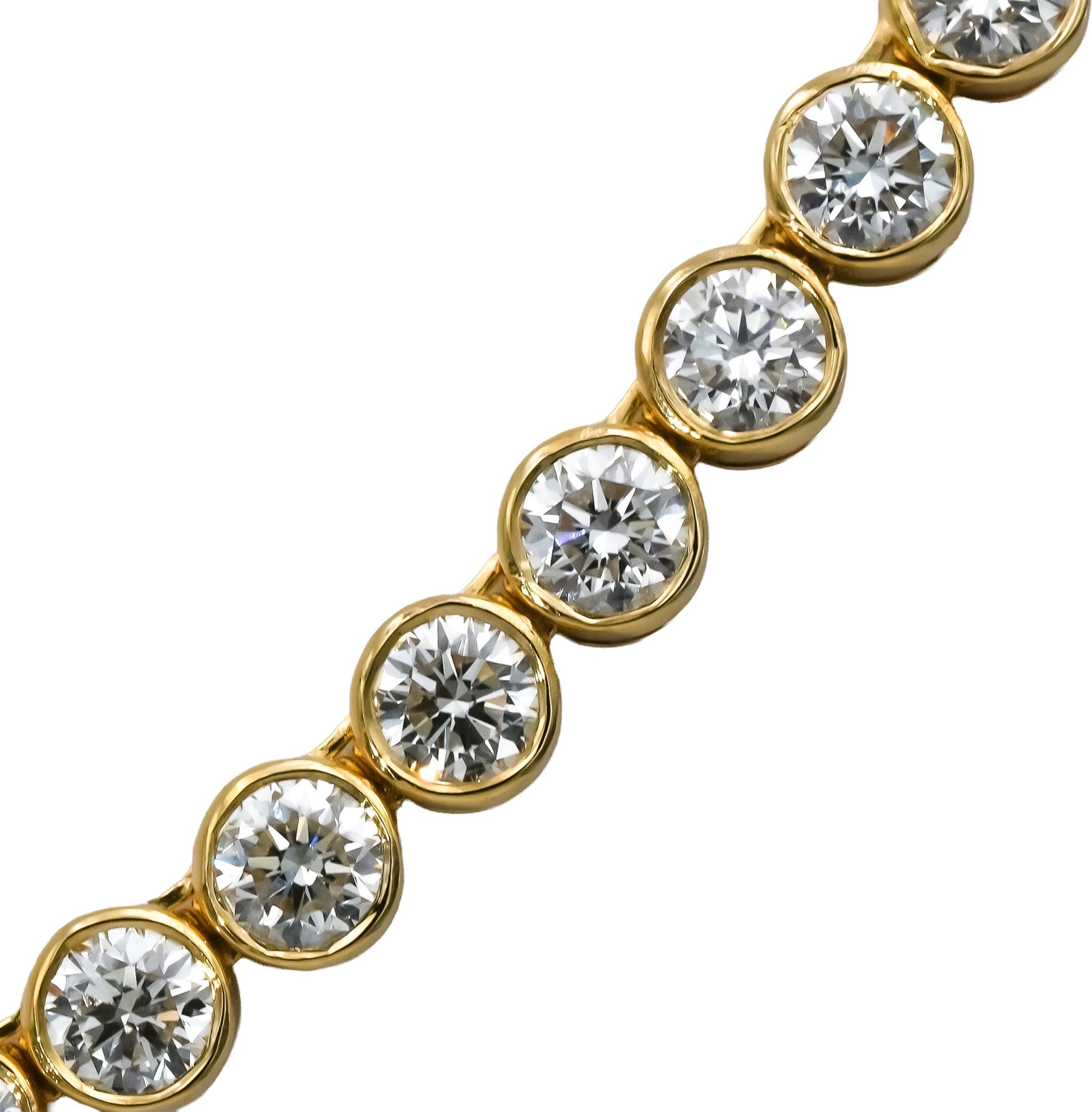 14k Yellow Gold VS Round Bezel Set Diamond Tennis Necklace 5.62CT