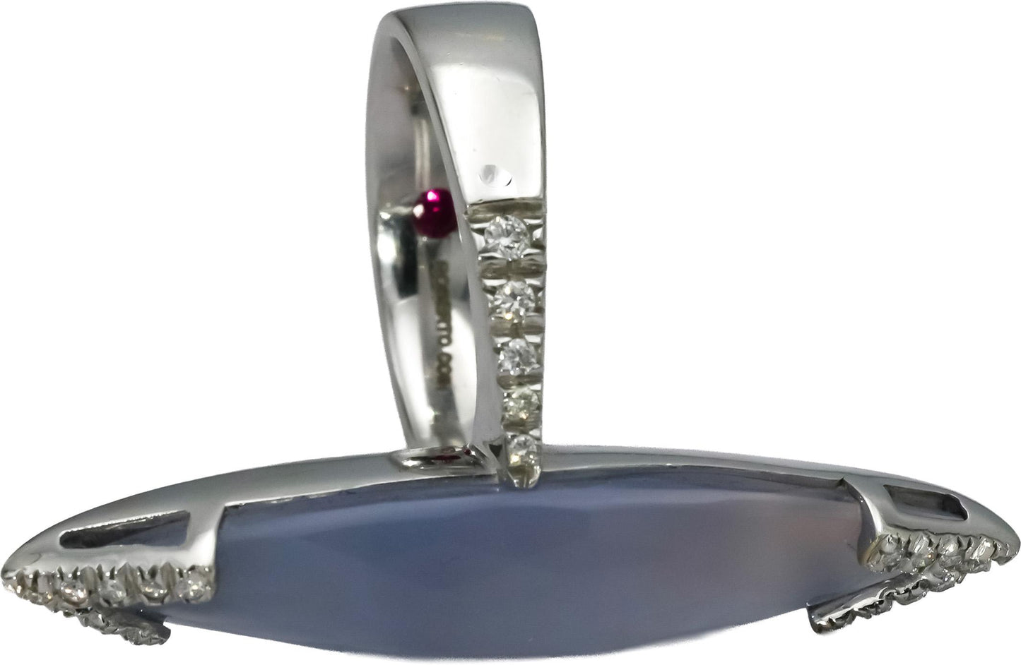 ROBERTO COIN 18k White Gold Diamond and Chalcedony Cocktail Ring Size 6.75