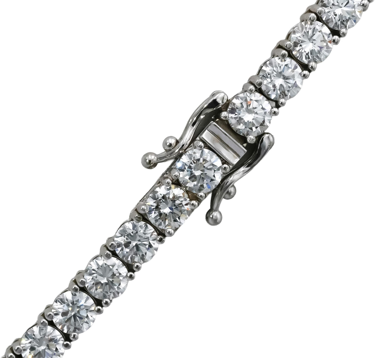 14k White Gold VS Round Lab-Grown Diamond Tennis Necklace 37.28CT