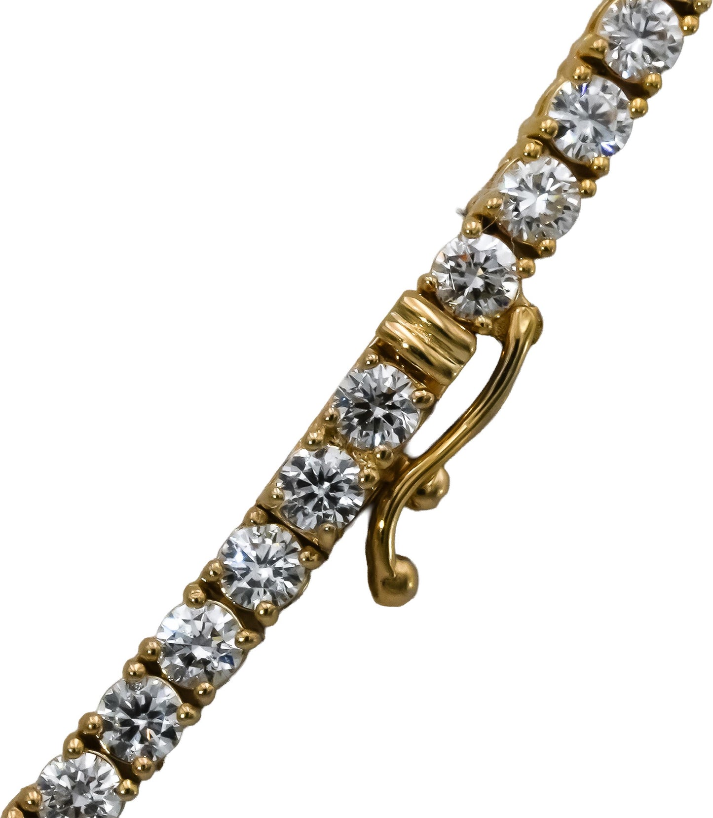 14k Yellow Gold VS Round Lab-Grown Diamond Tennis Necklace 10.10CT