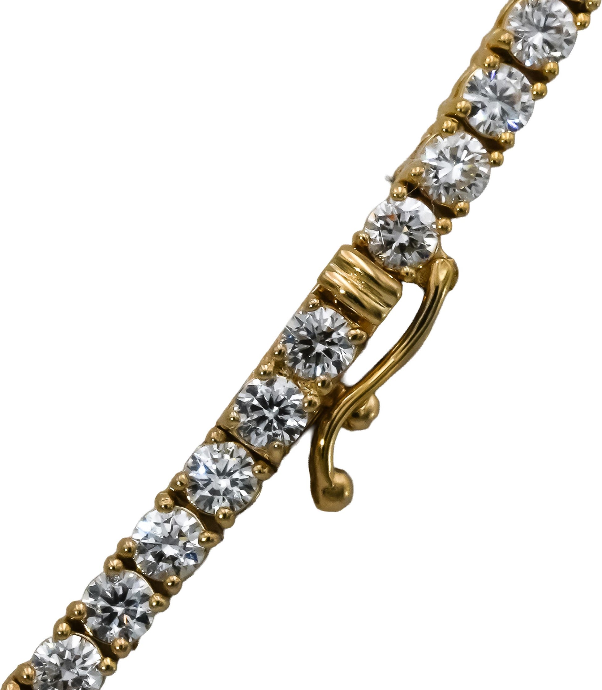 14k Yellow Gold VS Round Lab-Grown Diamond Tennis Necklace 10.10CT