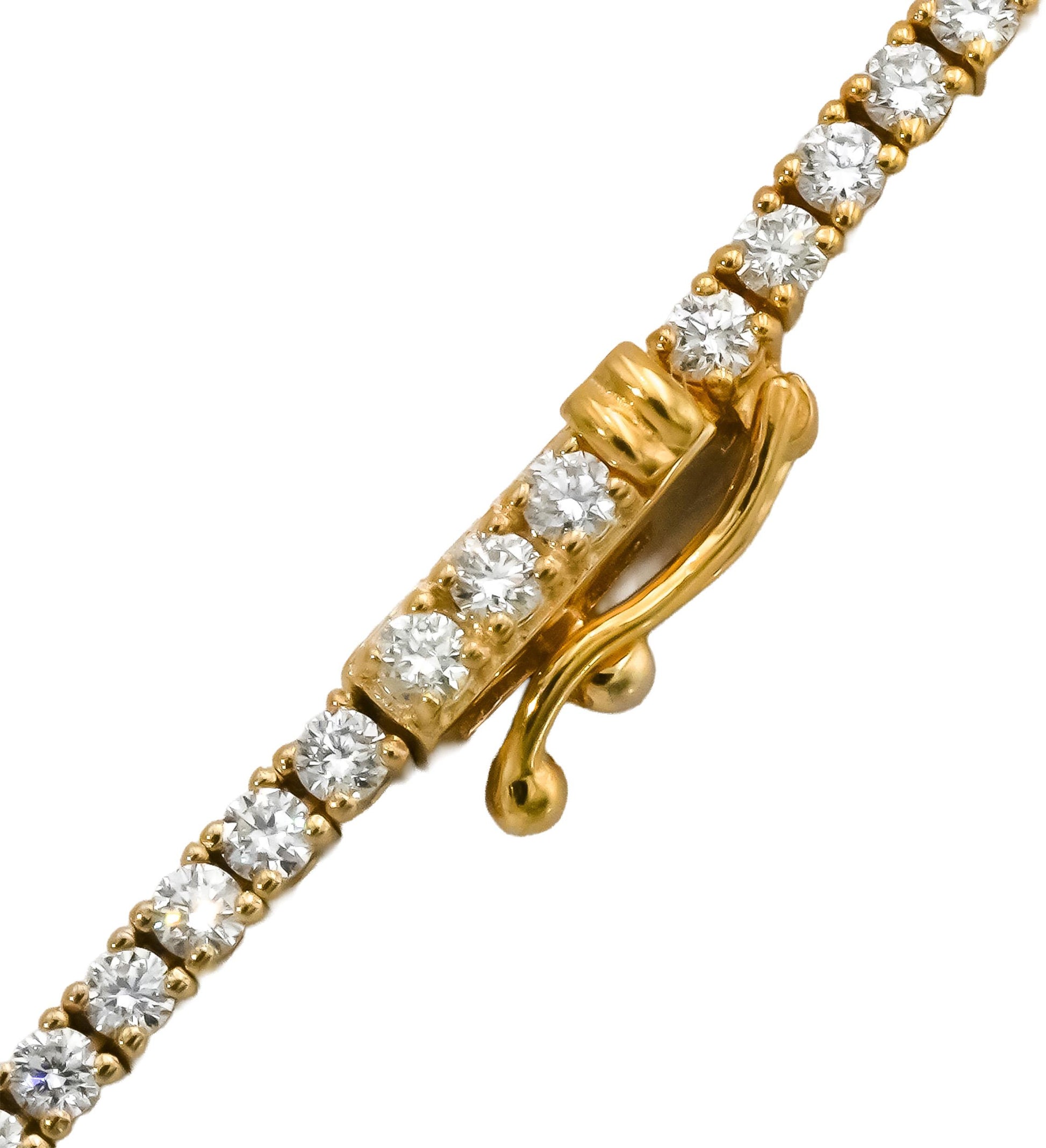 14k Yellow Gold Round Natural Diamond Tennis Necklace 5.85CT