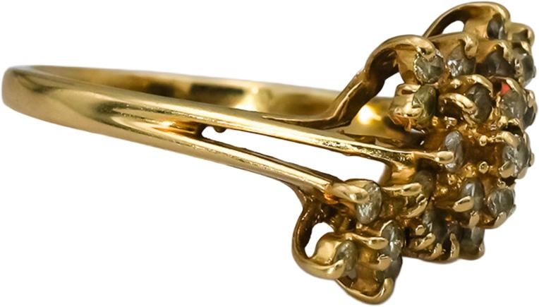 14k Yellow Gold Round Diamond Cluster Cocktail Ring 0.33CT Size 6