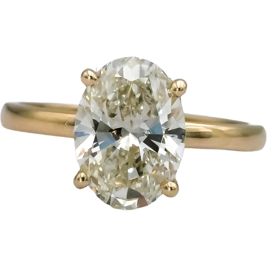 IGI 14k Yellow Gold VS1/G Oval Lab-Grown Diamond Solitaire Ring 2.56CT Size 5.75