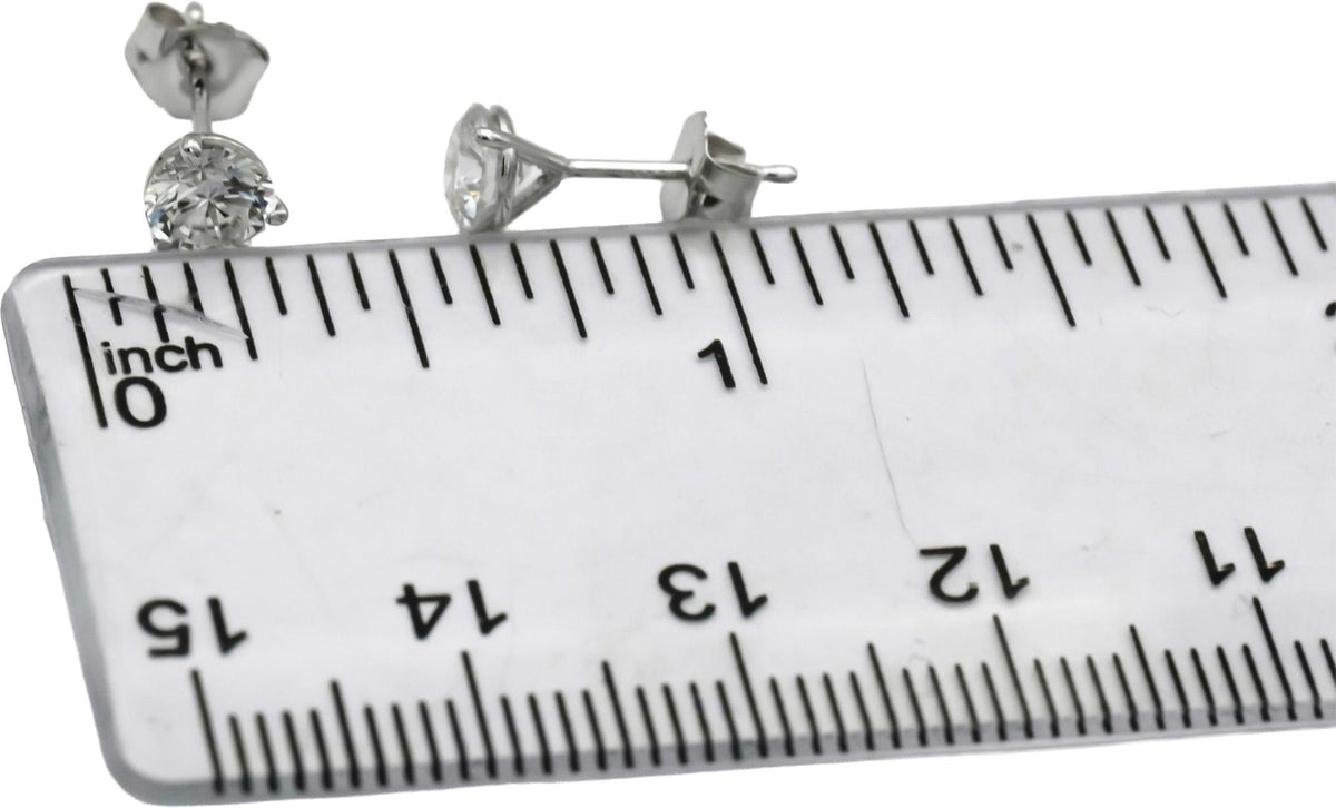 14k White Gold VS Round Lab-Grown Diamond Stud Earrings 1.03CT