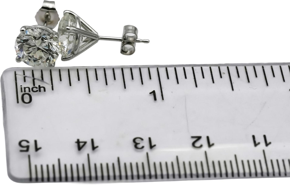 14k White Gold VS Round Lab-Grown Diamond Martini Stud Earrings 4.09CT