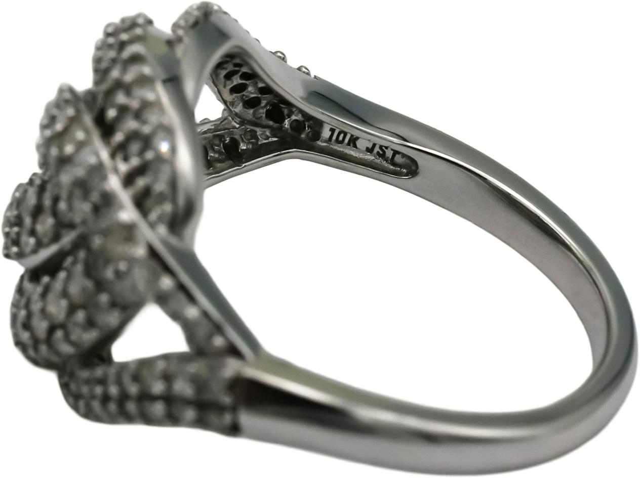 10k White Gold Round Diamond Cluster Twist Knot Ring 1.0CT Size 7