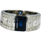 LE VIAN 18k White Gold Diamond and Sapphire Cocktail Ring 2.50CT Size 6.5