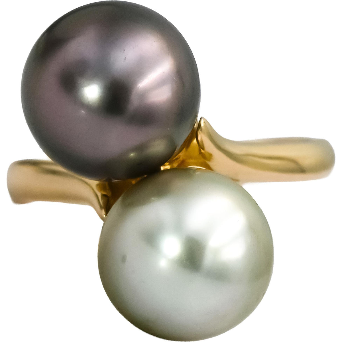 18k Yellow Gold 10mm Pearl Cocktail Ring Size 6