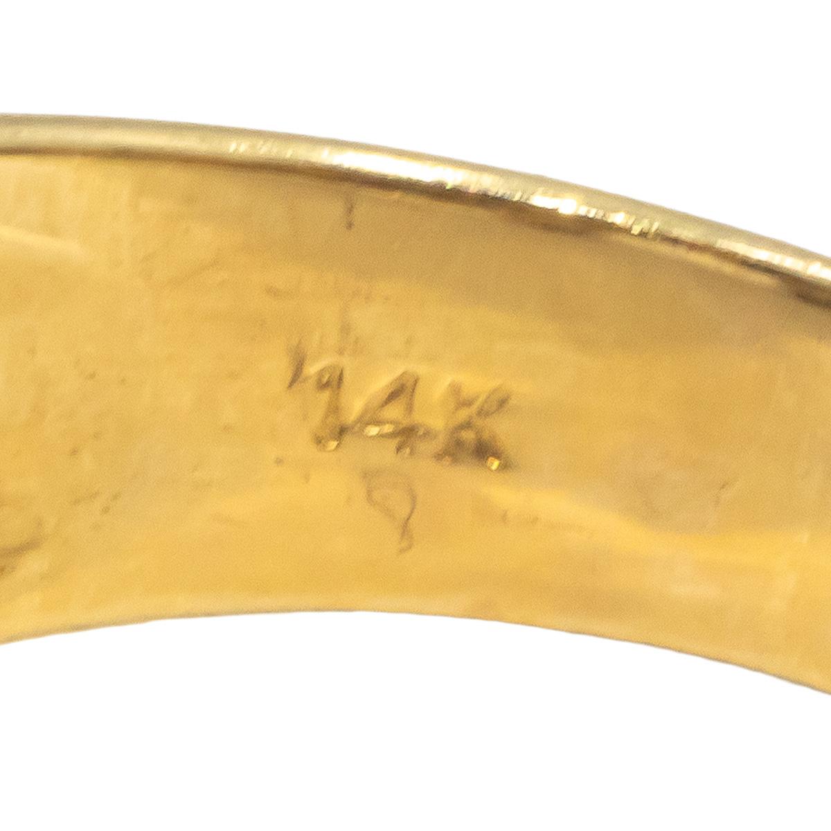 14k Yellow Gold Round Diamond and Square Sapphire Ring 0.62CT Size 6.5