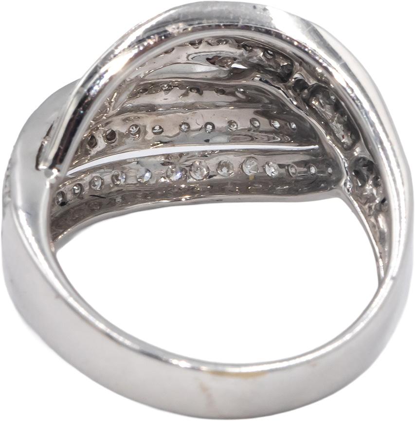 KALATI 18k White Gold 0.50CT Diamond Multi-Band Crossover Style Ring Size 8.5