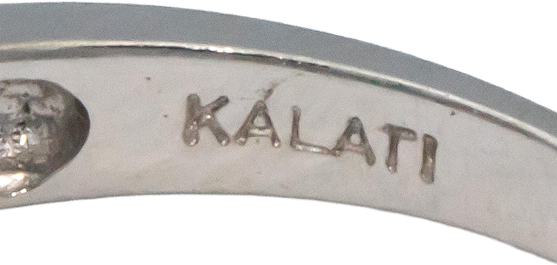 KALATI Designer 18k White Gold Diamond Emerald Tourmaline Ring 0.73CT Size 6