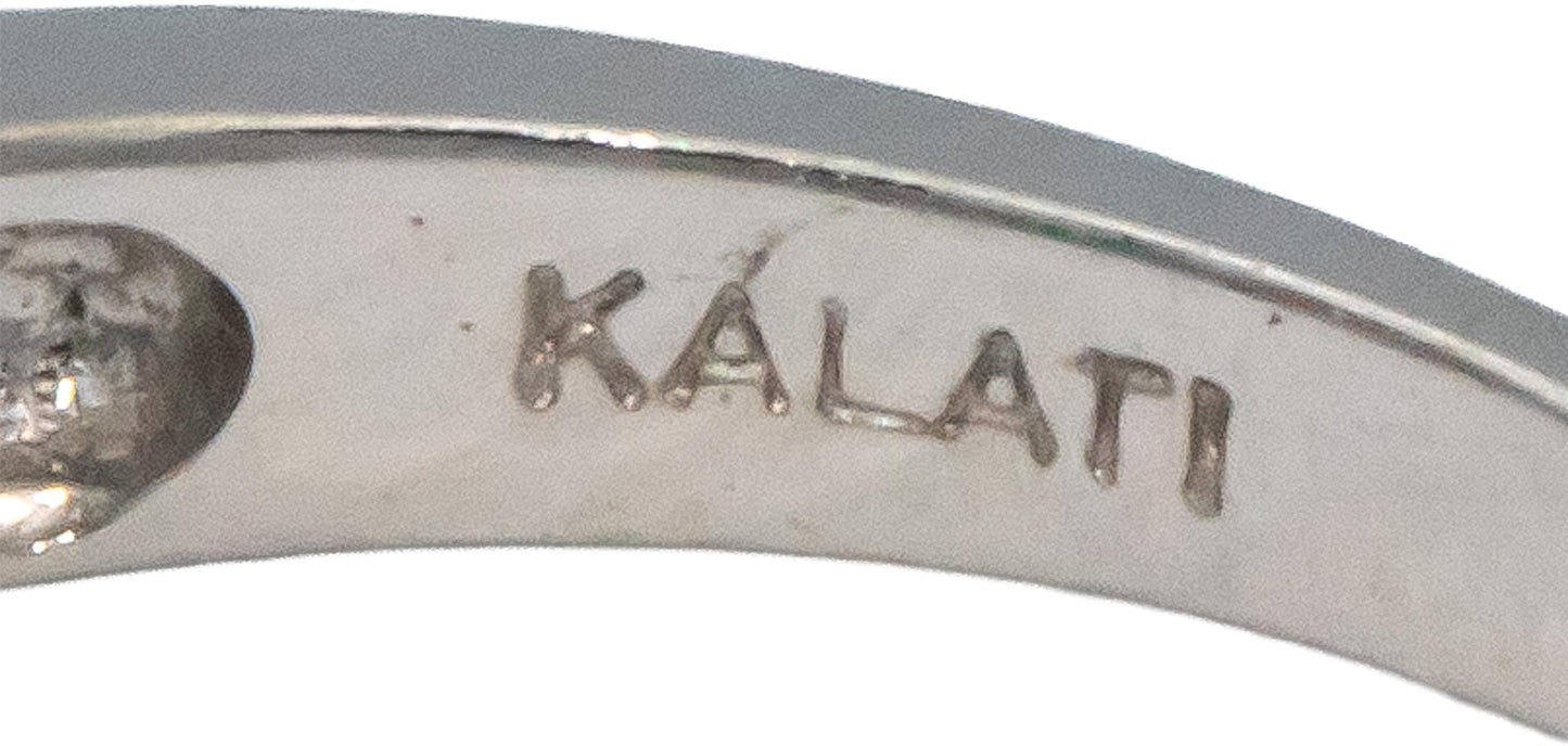 KALATI Designer 18k White Gold 0.73CT Diamond Emerald Tourmaline Ring Size 6