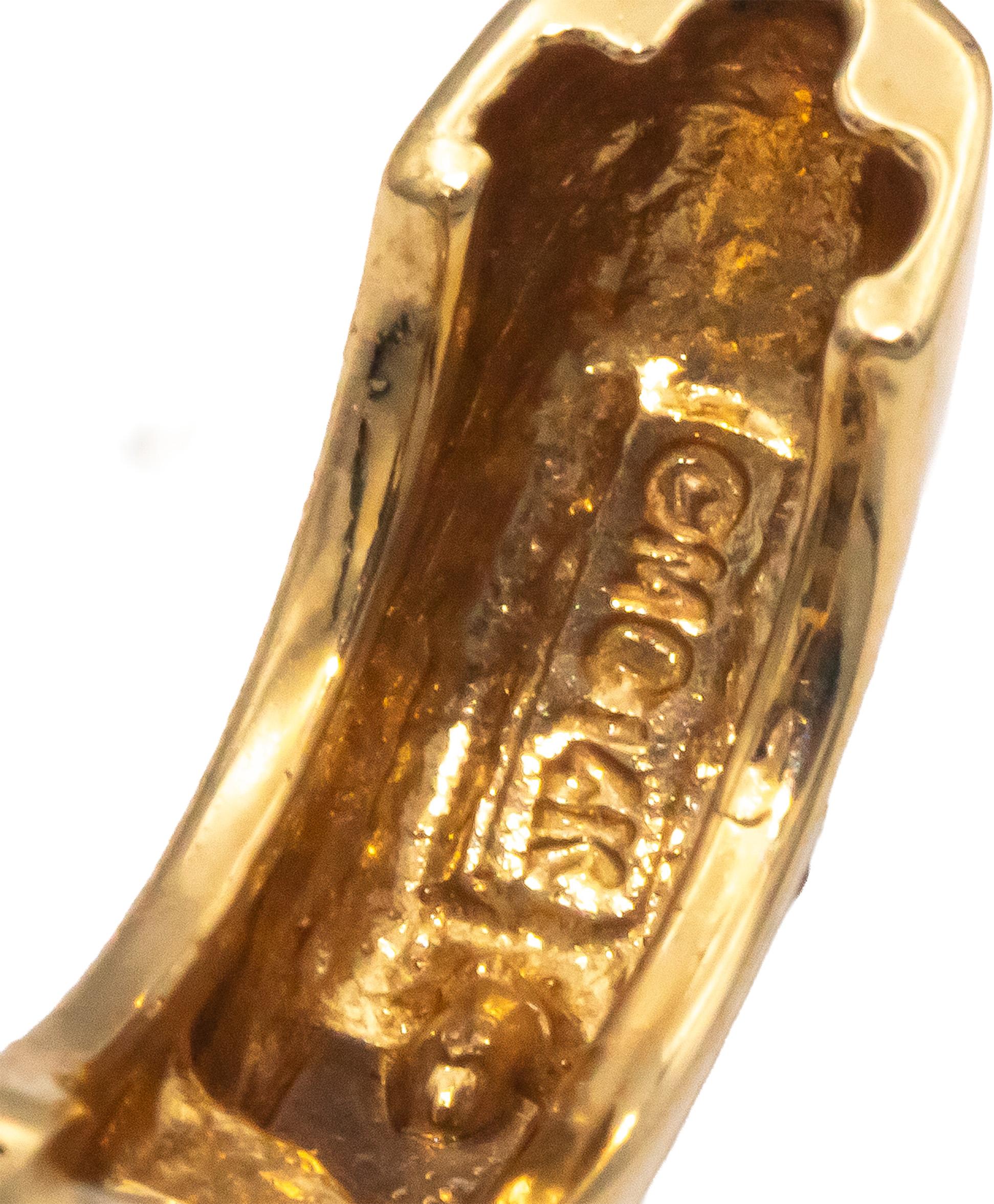 14k Yellow Gold 3.50CT Blue Sapphire Hoop Huggie Earrings