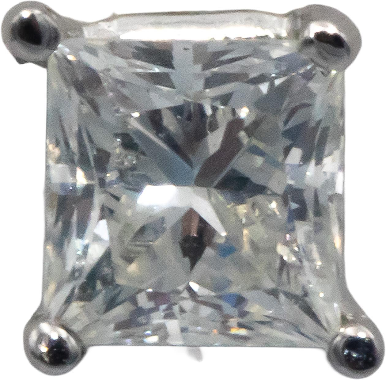 14k White Gold Princess Cut Diamond Stud Earrings 1.67CT