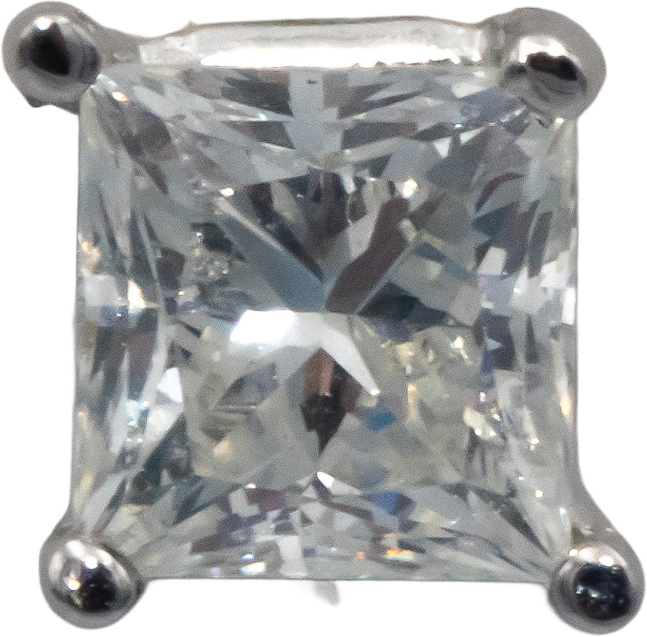 14k White Gold Princess Cut Diamond Stud Earrings 1.67CT