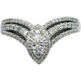 10k White Gold Marquise and Round Diamond Cluster Ring 0.50CT Size 7
