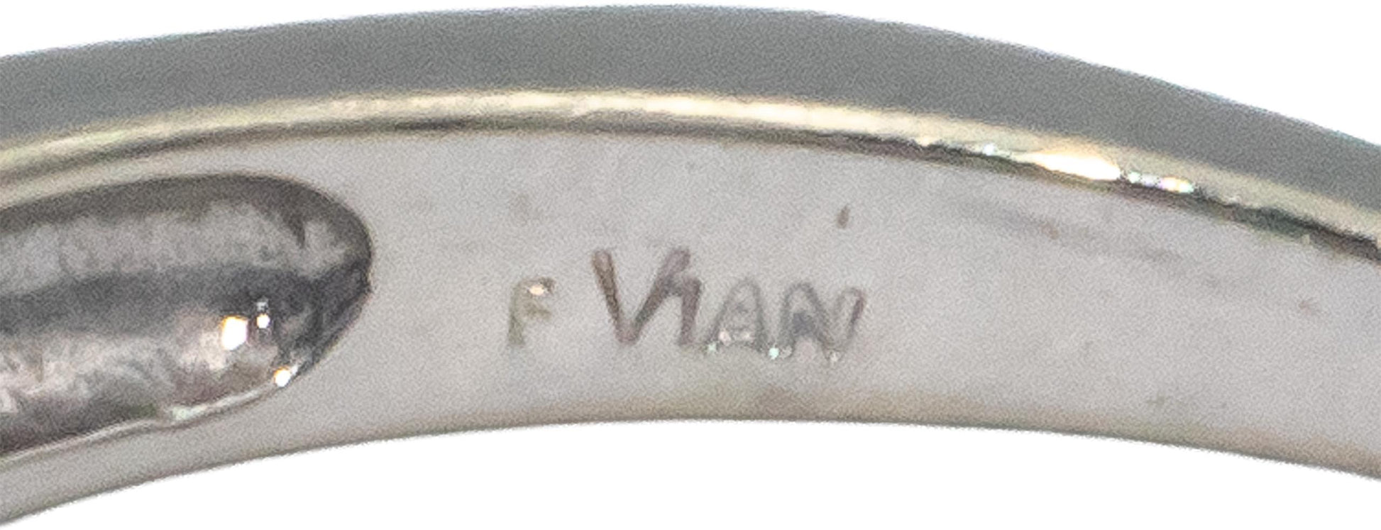 LE VIAN Designer 14k White Gold 0.85CT Diamond and Tanzanite Ring Size 6.75
