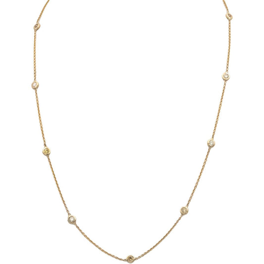 14k Yellow Gold 0.77CT Round Cut Diamond By The Yard Chain Necklace
