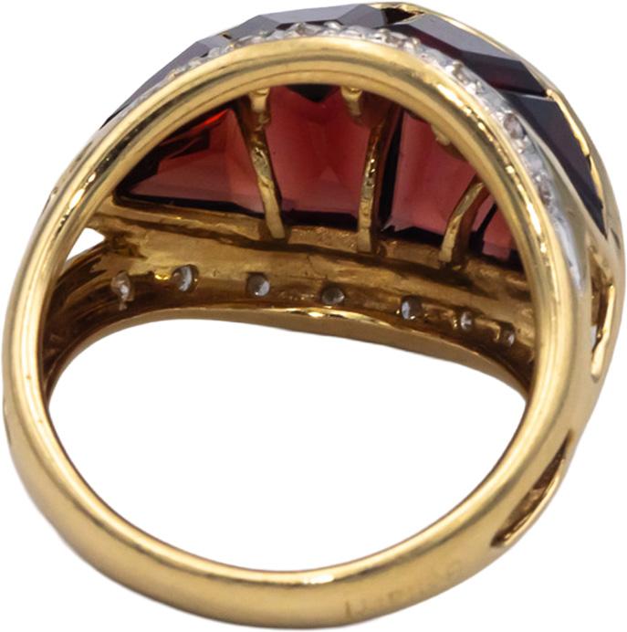 18k Yellow Gold 8.15CT Diamond and Garnet Dome Ring Size 7