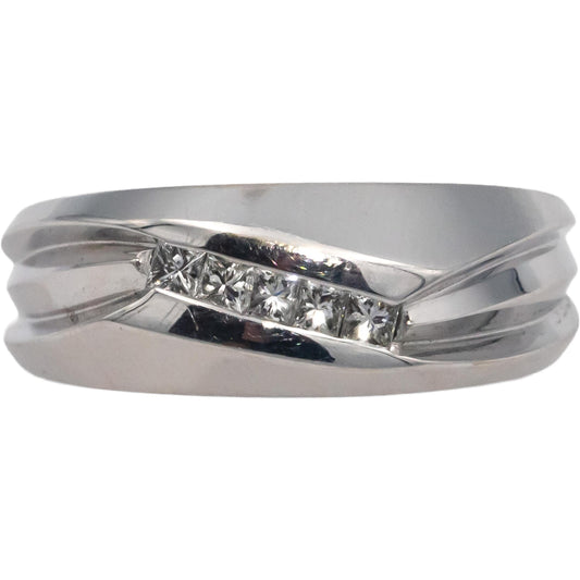 18k White Gold 0.25CT Round Cut Diamond Five Stone Wedding Band Ring Size 9.75