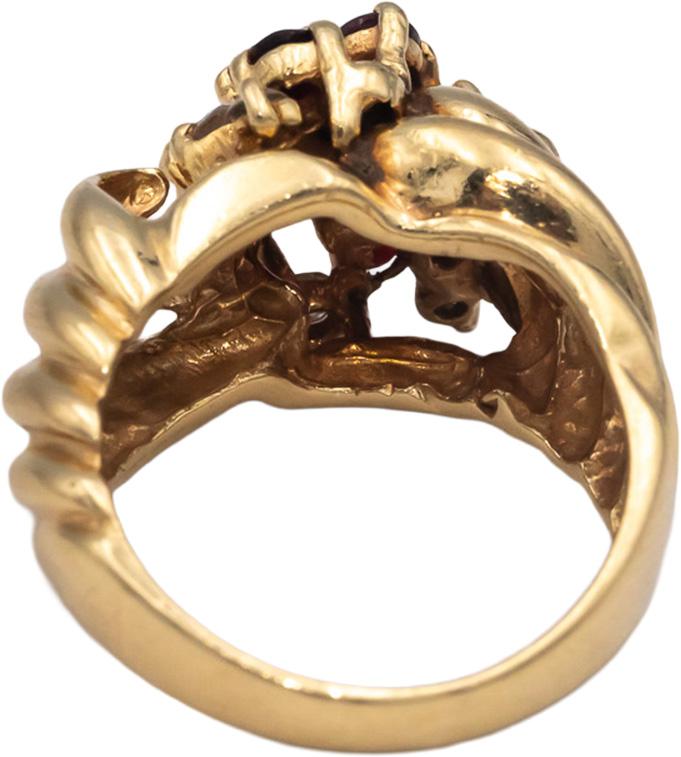 14k Yellow Gold Diamond and Ruby Cocktail Ring 1.25CT Size 5.5