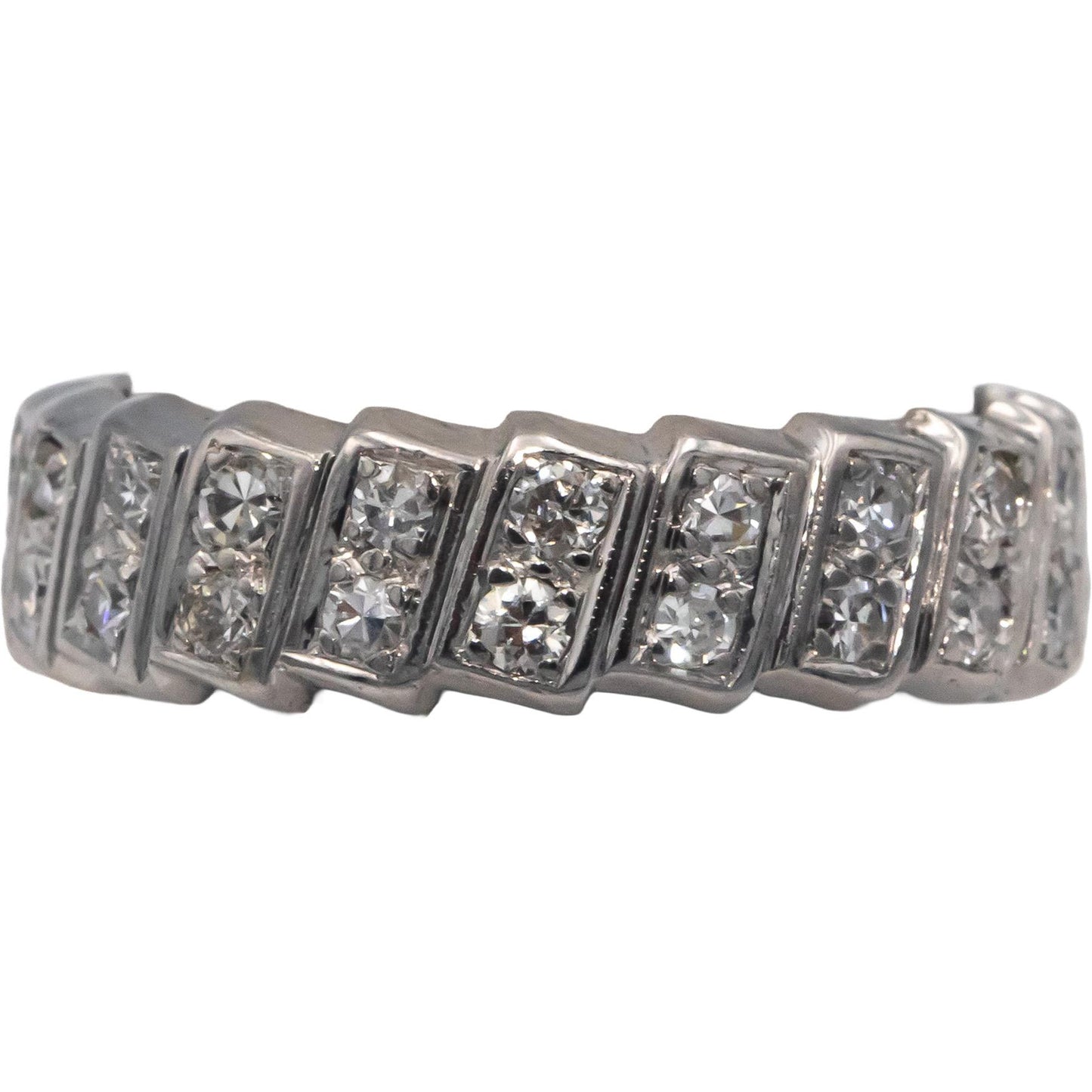 Vintage Antique 14k White Gold 1.0CT VS Diamond Eternity Band Ring Size 7.5