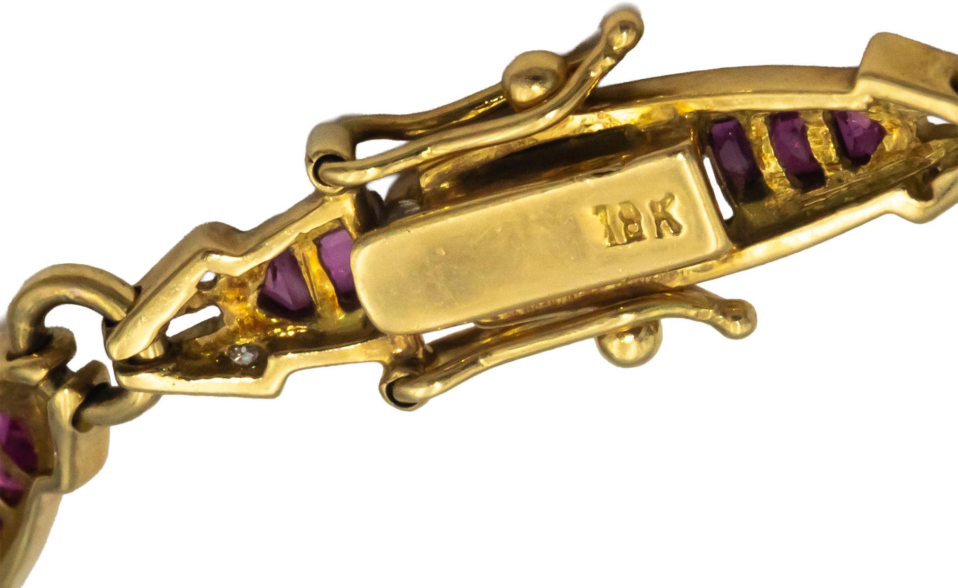 Designer 18k Yellow Gold 2.08CT Diamond and Ruby Link Tennis Bracelet