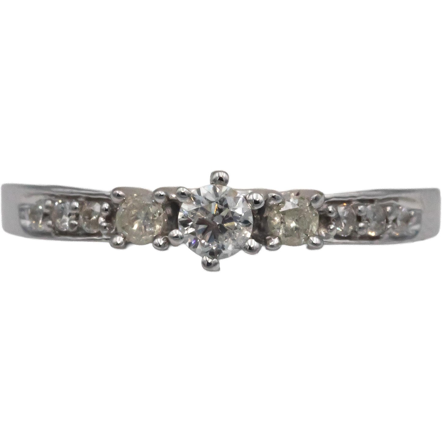 14k White Gold 0.25CT Round Cut Diamond Engagement Band Ring Size 7.25