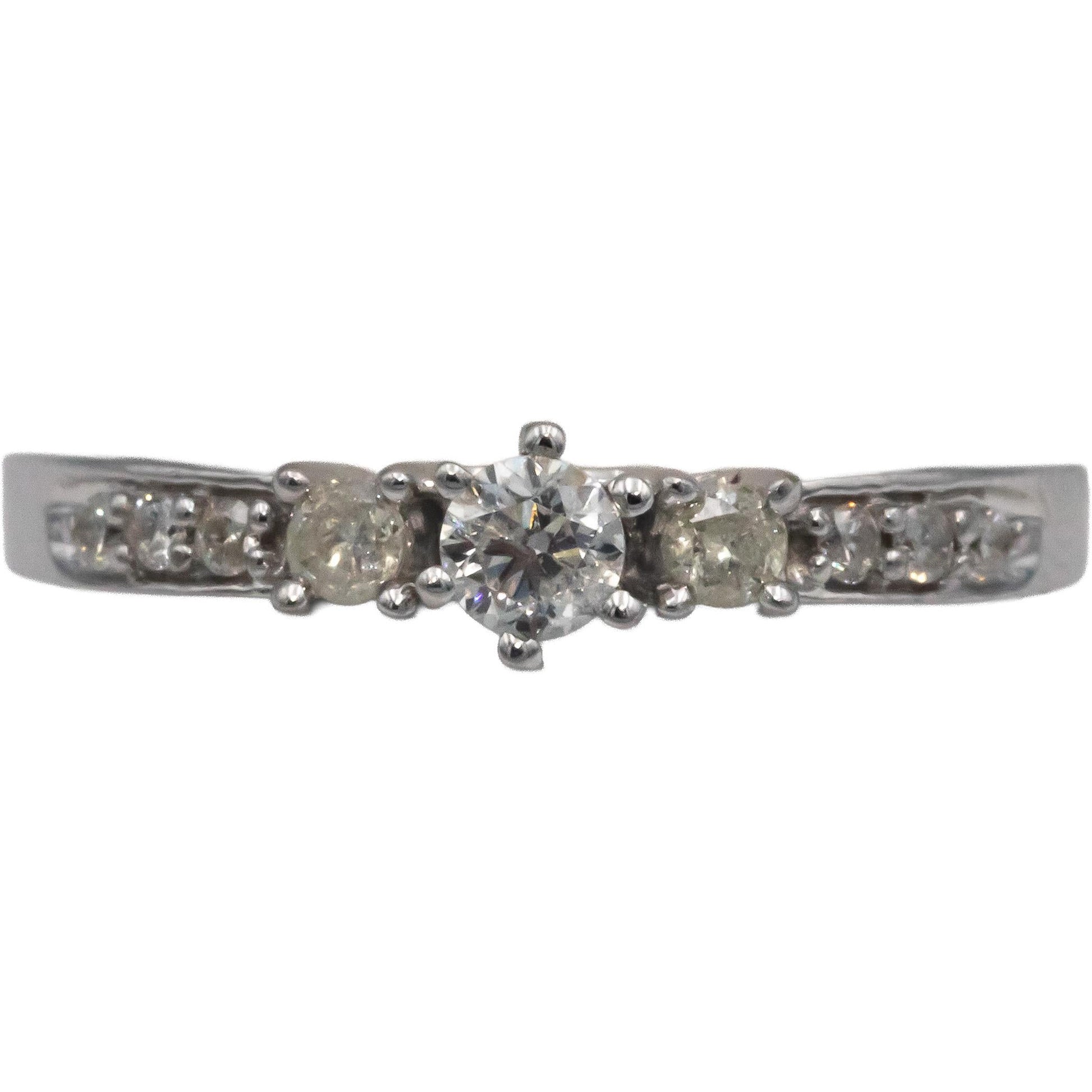 14k White Gold 0.25CT Round Cut Diamond Engagement Band Ring Size 7.25