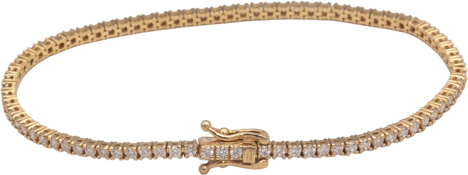 14k Yellow Gold 2.01CT Round Cut Diamond Tennis Bracelet