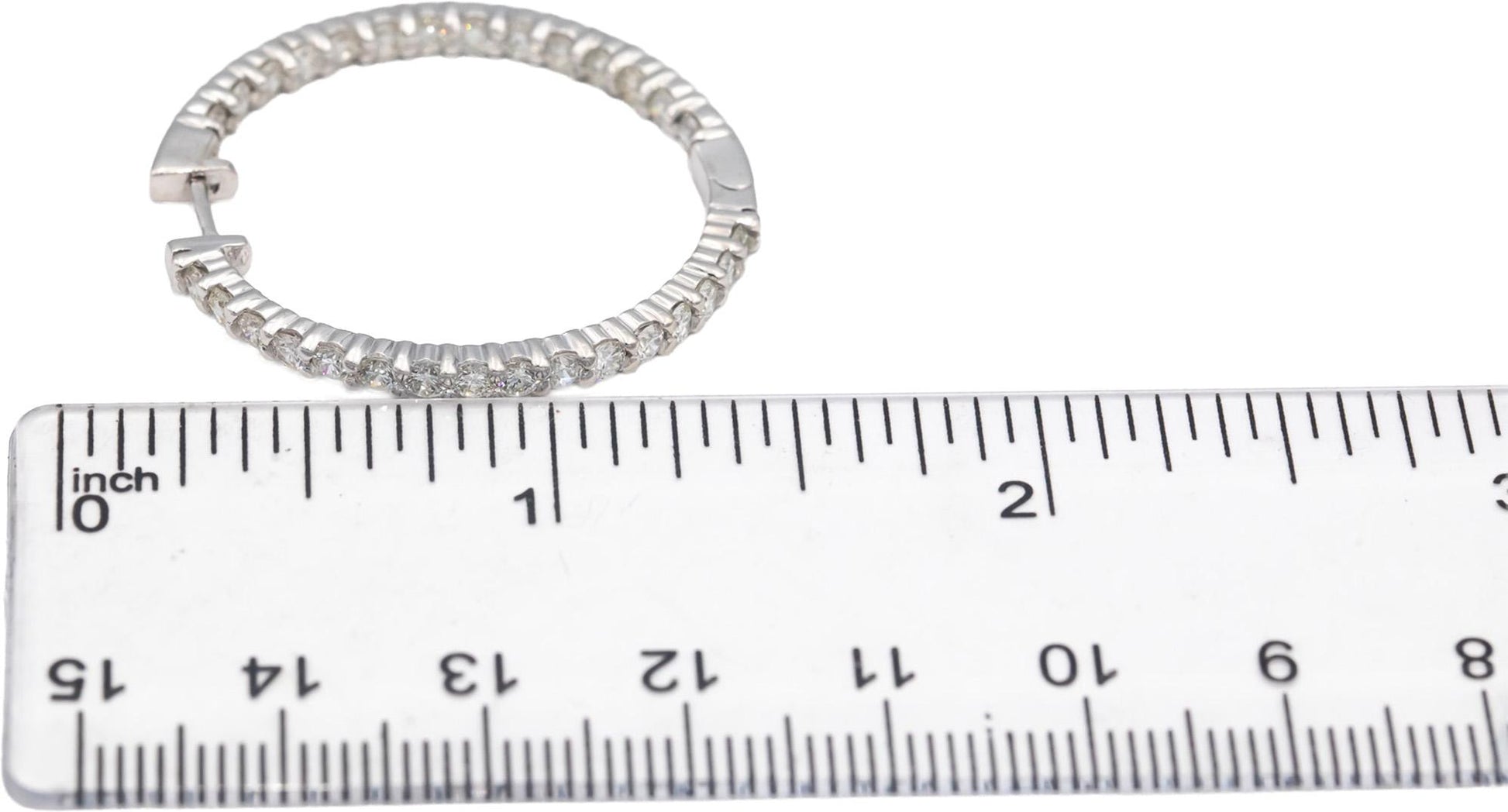 14k White Gold 4.06CT VS Round Cut Diamond Inside Out Hoop Earrings