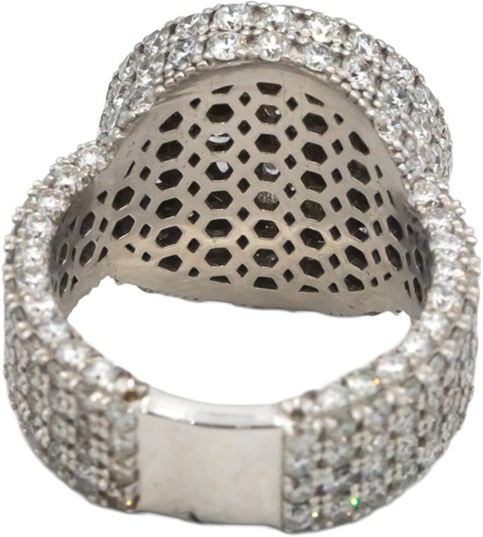 14k White Gold 8.0CT Round Lab Grown Diamond Pave Cluster Ring 8.0CT Size 8.5