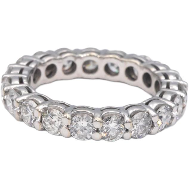 14k White Gold Round Cut Diamond Eternity Band Ring 2.85CT Size 5.25