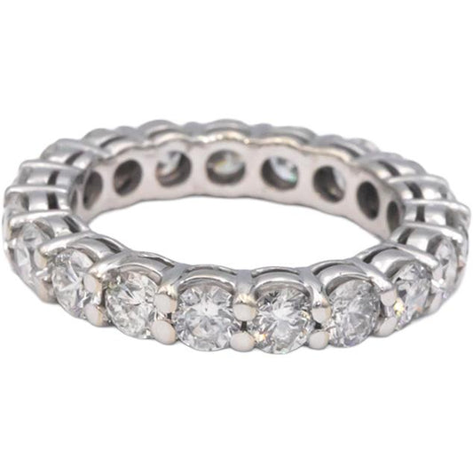 14k White Gold Round Cut Diamond Eternity Band Ring 2.85CT Size 5.25