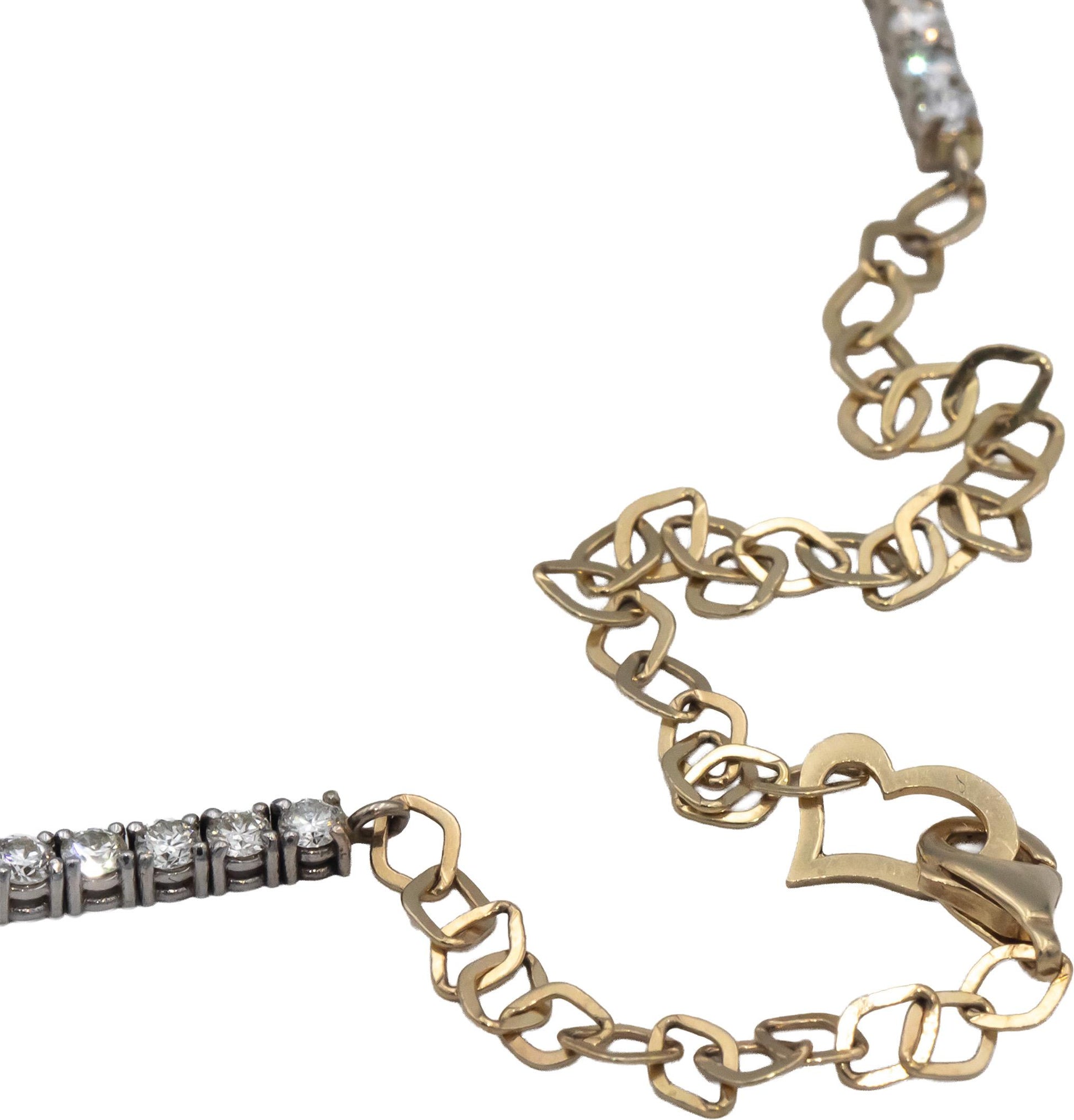 14k White & Yellow Gold Round Cut Diamond 16.5" Tennis Choker Necklace 6.54CT