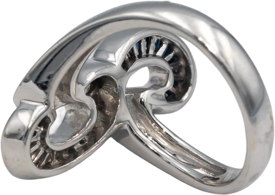 18k White Gold Diamond and Blue Sapphire Abstract Swirl Ring 1.50CT Size 7.25