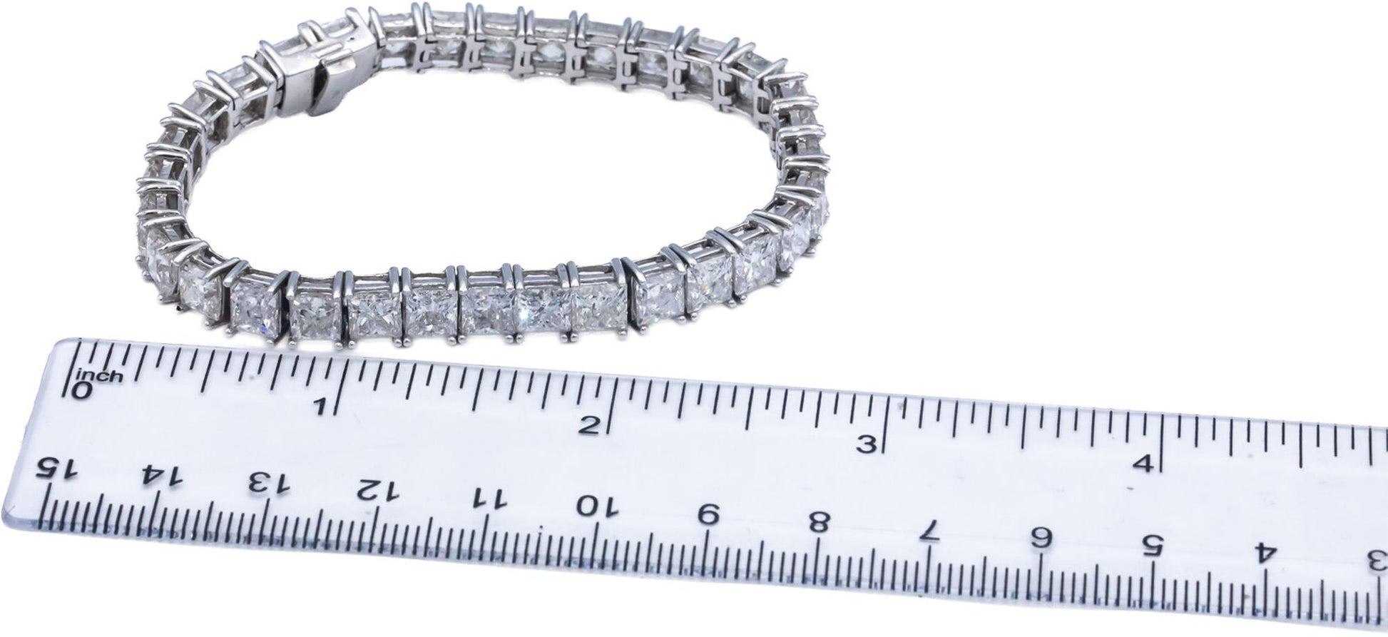 Diamond 18k White Gold Jewelry Princess Cut Tennis Bracelet 25.93CT