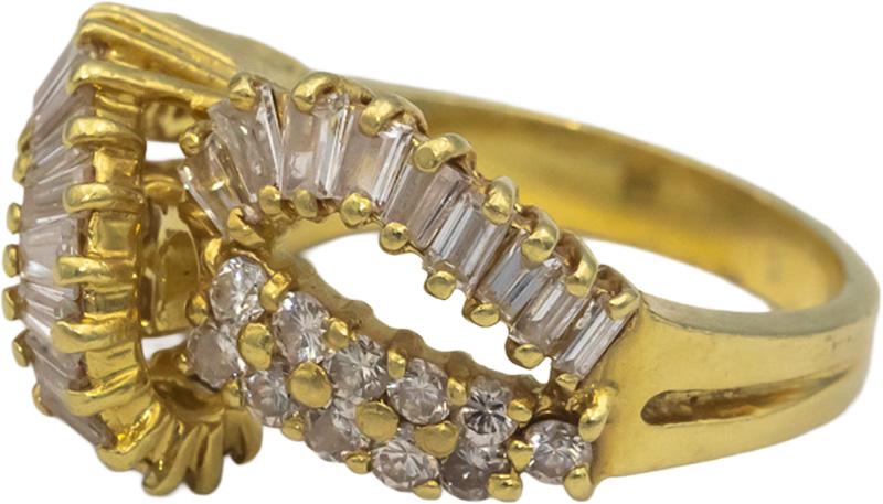 18k Yellow Gold Jewelry VS Baguette & Round Diamond Ring  2.0CT Size 6.5