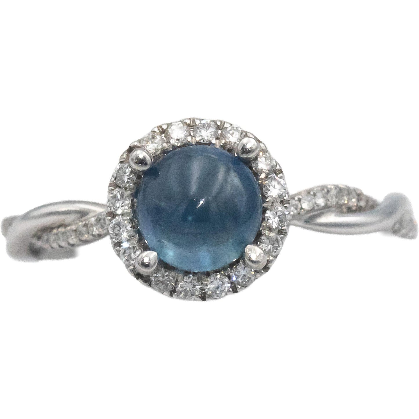 FANA 14k White Gold 1.49CT Diamond and Sapphire Halo Ring Size 6.5