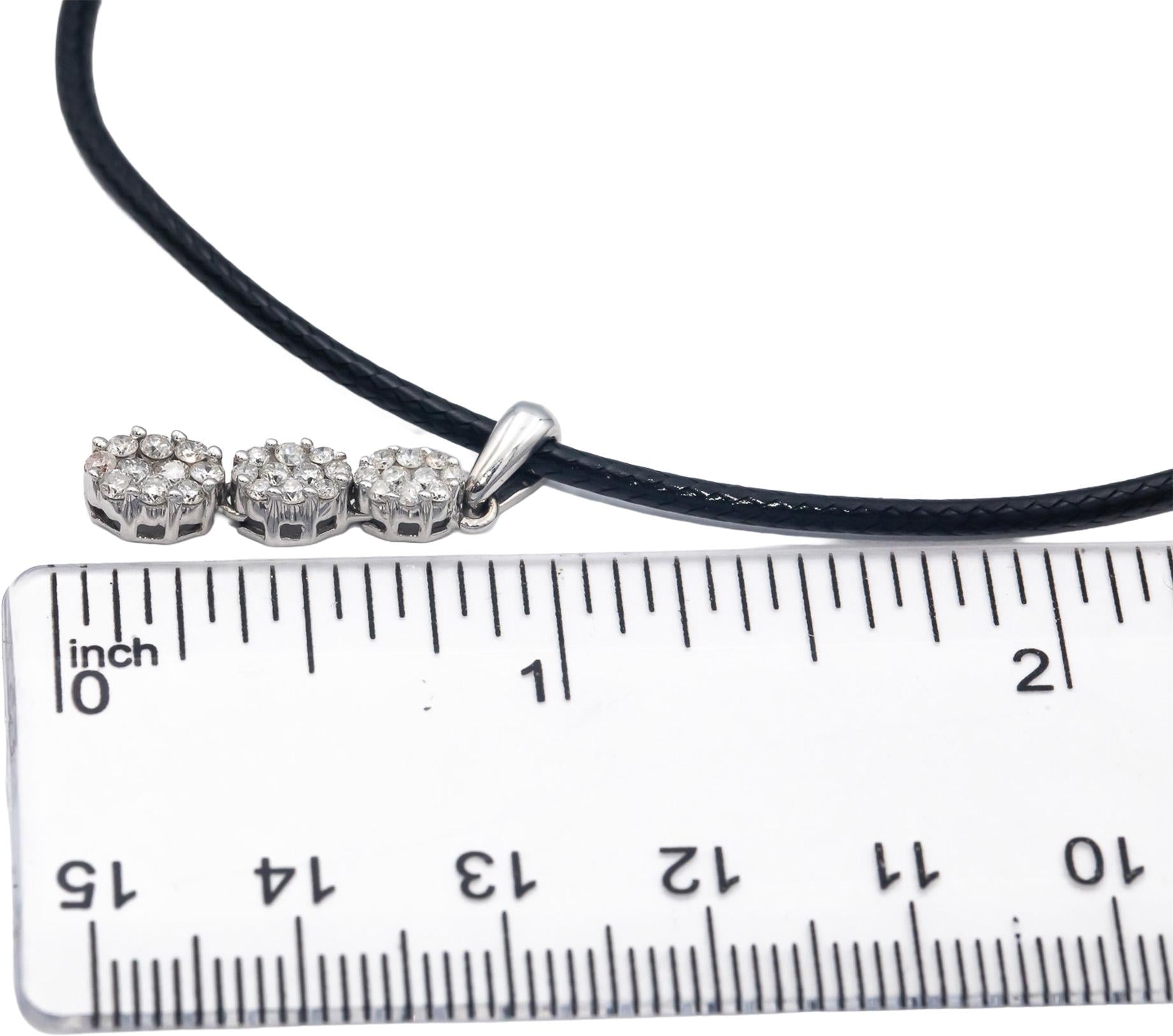 14k White Gold Round Diamond Dangle Pendant Necklace 0.50CT