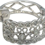 14k White Gold Round Diamond Filigree Hoop Earrings 0.45CT