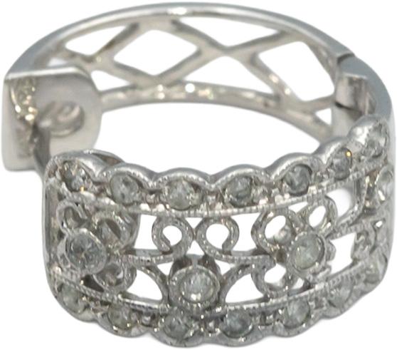 14k White Gold 0.45CT Round Cut Diamond Filigree Hoop Earrings
