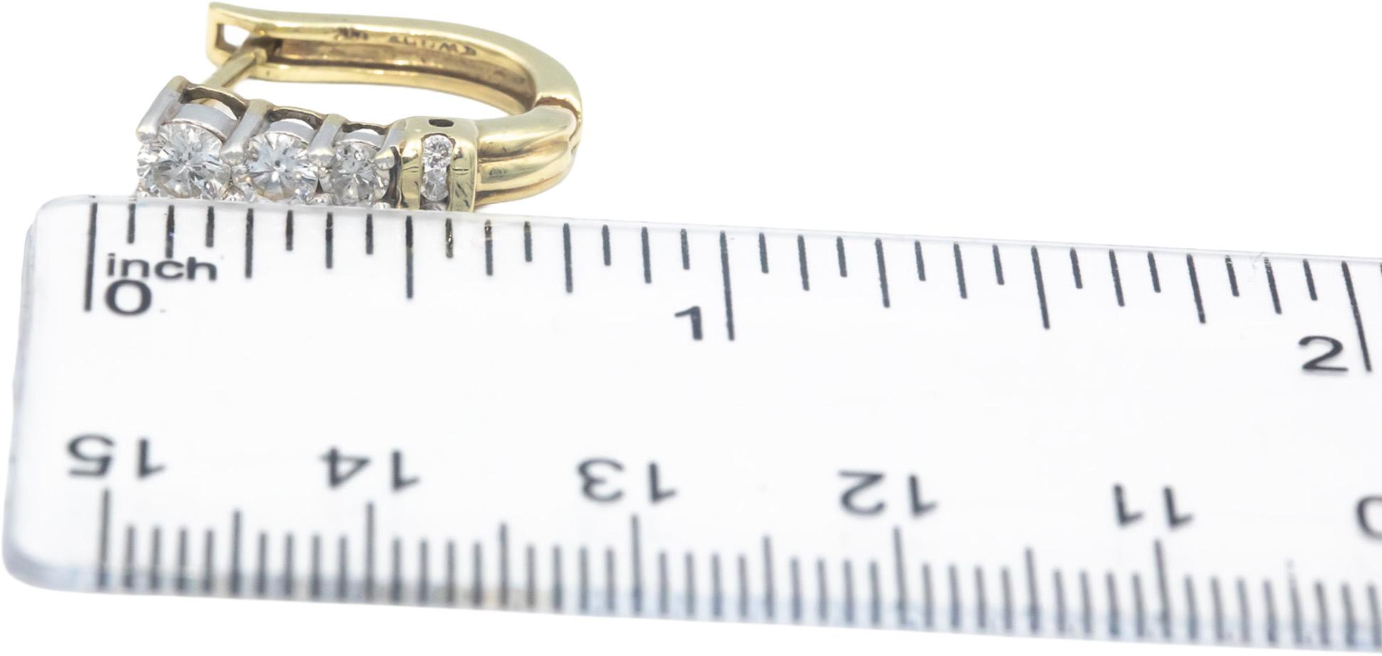 14k Yellow and White Gold 1.0CT Round Cut Diamond Earrings