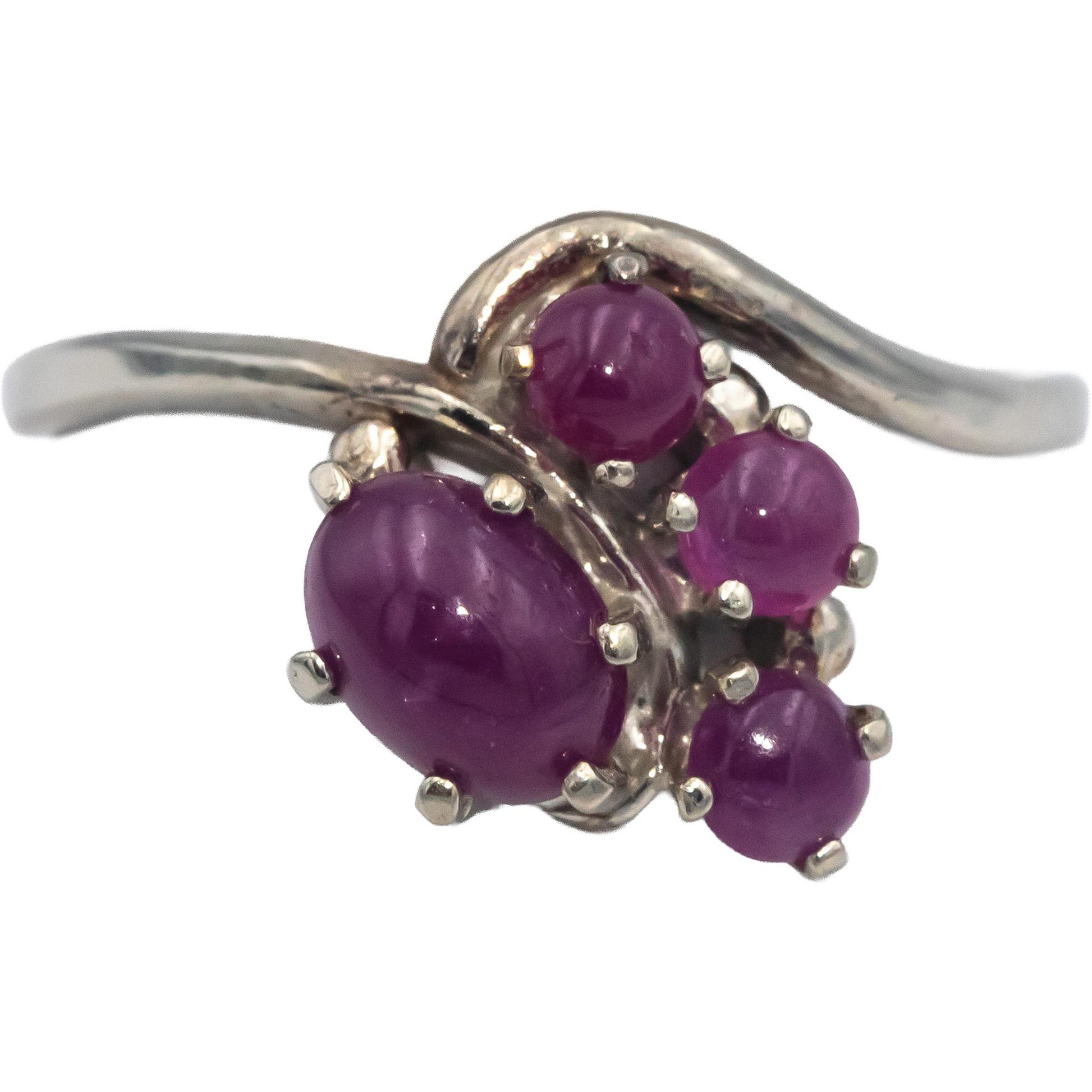 10k White Gold 0.50CT Cabochon Cut Ruby Ring Size 8.5