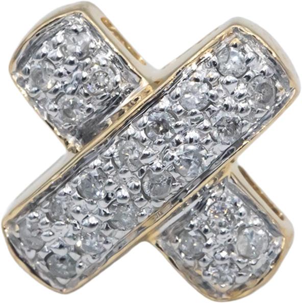 14k Yellow Gold 0.50CT Round Cut Diamond "X" Stud Earrings