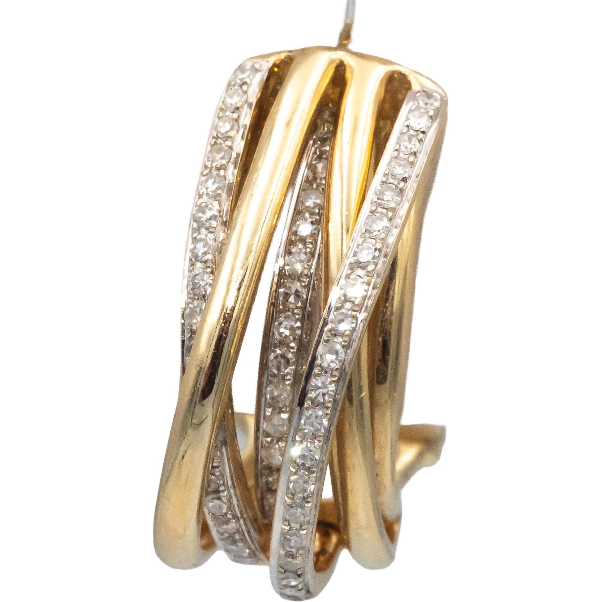 14k Yellow Gold 0.45CT VS Single Cut Diamond Curved Earrings